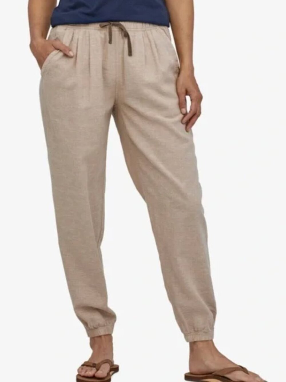 ☀️ PATAGONIA Island Hemp Beach Pants Tan Relaxed Joggers Mid Rise Casual